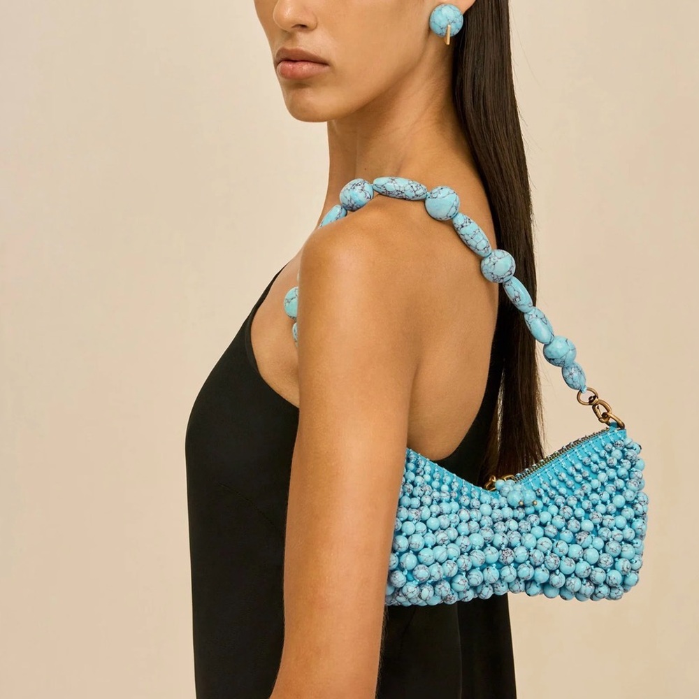 cult gaia Turquoise Beaded Mercier Shoulder Bag with box + dustbag - Picture 1 of 13